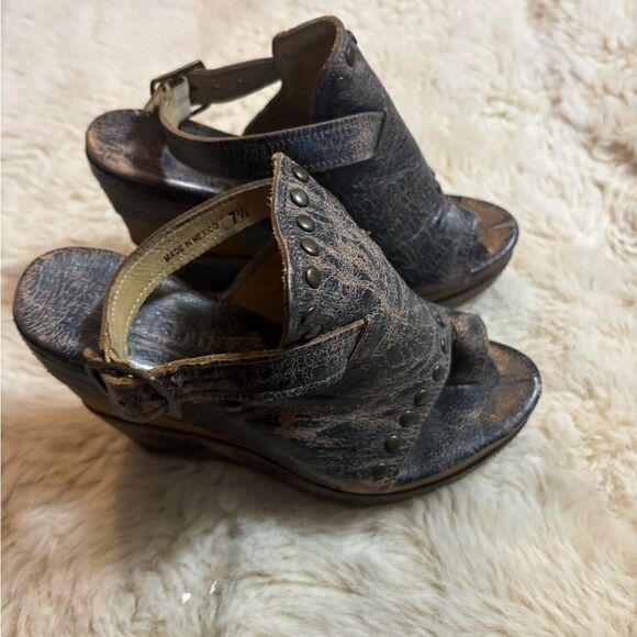 Bed Stu Joann Wood Wedge Distressed in Black size 7.5 - Picture 8 of 12